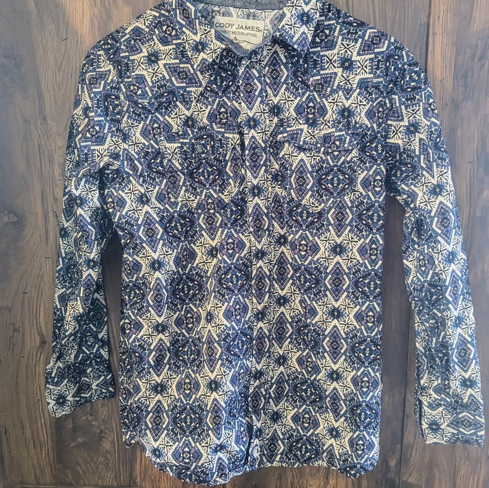 Blue Patterned Men's Shirt
